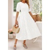 image:imageZESICA Womens Summer Short Puff Sleeve Floral Lace Maxi DressesWhite