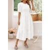 image:imageZESICA Womens Summer Short Puff Sleeve Floral Lace Maxi DressesWhite
