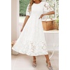 image:imageZESICA Womens Summer Short Puff Sleeve Floral Lace Maxi DressesWhite
