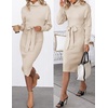 image:imageZESICA Womens Turtleneck Long Sleeve Bodycon Midi Sweater DressesApricot