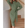 image:imageZESICA Womens Turtleneck Long Sleeve Bodycon Midi Sweater DressesArmygreen