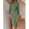 image:imageZESICA Womens Turtleneck Long Sleeve Bodycon Midi Sweater DressesArmygreen