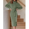 image:imageZESICA Womens Turtleneck Long Sleeve Bodycon Midi Sweater DressesArmygreen