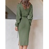 image:imageZESICA Womens Turtleneck Long Sleeve Bodycon Midi Sweater DressesArmygreen