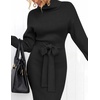 image:imageZESICA Womens Turtleneck Long Sleeve Bodycon Midi Sweater DressesBlack