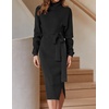 image:imageZESICA Womens Turtleneck Long Sleeve Bodycon Midi Sweater DressesBlack