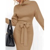 image:imageZESICA Womens Turtleneck Long Sleeve Bodycon Midi Sweater DressesCamel