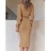 image:imageZESICA Womens Turtleneck Long Sleeve Bodycon Midi Sweater DressesCamel