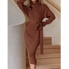image:imageZESICA Womens Turtleneck Long Sleeve Bodycon Midi Sweater DressesCoffee
