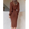 image:imageZESICA Womens Turtleneck Long Sleeve Bodycon Midi Sweater DressesCoffee