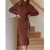 image:imageZESICA Womens Turtleneck Long Sleeve Bodycon Midi Sweater DressesCoffee
