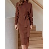 image:imageZESICA Womens Turtleneck Long Sleeve Bodycon Midi Sweater DressesCoffee