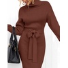 image:imageZESICA Womens Turtleneck Long Sleeve Bodycon Midi Sweater DressesCoffee