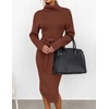 image:imageZESICA Womens Turtleneck Long Sleeve Bodycon Midi Sweater DressesCoffee
