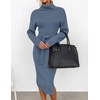 image:imageZESICA Womens Turtleneck Long Sleeve Bodycon Midi Sweater DressesDustyblue