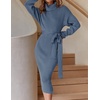 image:imageZESICA Womens Turtleneck Long Sleeve Bodycon Midi Sweater DressesDustyblue