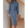 image:imageZESICA Womens Turtleneck Long Sleeve Bodycon Midi Sweater DressesDustyblue