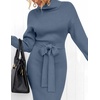 image:imageZESICA Womens Turtleneck Long Sleeve Bodycon Midi Sweater DressesDustyblue