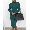 image:imageZESICA Womens Turtleneck Long Sleeve Bodycon Midi Sweater DressesForestgreen