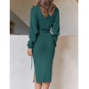 image:imageZESICA Womens Turtleneck Long Sleeve Bodycon Midi Sweater DressesForestgreen