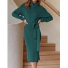 image:imageZESICA Womens Turtleneck Long Sleeve Bodycon Midi Sweater DressesForestgreen