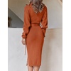 image:imageZESICA Womens Turtleneck Long Sleeve Bodycon Midi Sweater DressesMaple