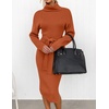 image:imageZESICA Womens Turtleneck Long Sleeve Bodycon Midi Sweater DressesMaple