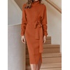 image:imageZESICA Womens Turtleneck Long Sleeve Bodycon Midi Sweater DressesMaple