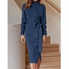 image:imageZESICA Womens Turtleneck Long Sleeve Bodycon Midi Sweater DressesNavy