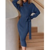 image:imageZESICA Womens Turtleneck Long Sleeve Bodycon Midi Sweater DressesNavy