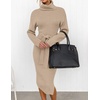 image:imageZESICA Womens Turtleneck Long Sleeve Bodycon Midi Sweater DressesOatmeal