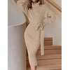 image:imageZESICA Womens Turtleneck Long Sleeve Bodycon Midi Sweater DressesOatmeal