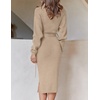 image:imageZESICA Womens Turtleneck Long Sleeve Bodycon Midi Sweater DressesOatmeal