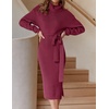 image:imageZESICA Womens Turtleneck Long Sleeve Bodycon Midi Sweater DressesPlum
