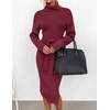 image:imageZESICA Womens Turtleneck Long Sleeve Bodycon Midi Sweater DressesPlum