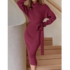 image:imageZESICA Womens Turtleneck Long Sleeve Bodycon Midi Sweater DressesPlum