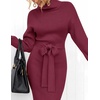 image:imageZESICA Womens Turtleneck Long Sleeve Bodycon Midi Sweater DressesPlum