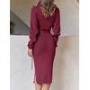 image:imageZESICA Womens Turtleneck Long Sleeve Bodycon Midi Sweater DressesPlum