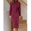 image:imageZESICA Womens Turtleneck Long Sleeve Bodycon Midi Sweater DressesPlum