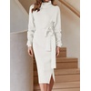 image:imageZESICA Womens Turtleneck Long Sleeve Bodycon Midi Sweater DressesWhite
