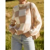 image:imageZESICA Womens Turtleneck Oversized Sweaters 2026 Fall OutfitsKhakiplaid