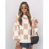 image:imageZESICA Womens Turtleneck Oversized Sweaters 2026 Fall OutfitsKhakiplaid