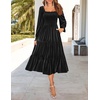 image:imageZESICA Womens Velvet Long Sleeve Cocktail Party Midi DressesBlack
