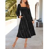 image:imageZESICA Womens Velvet Long Sleeve Cocktail Party Midi DressesBlack