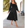 image:imageZESICA Womens Velvet Long Sleeve Cocktail Party Midi DressesBlack