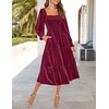 image:imageZESICA Womens Velvet Long Sleeve Cocktail Party Midi DressesBurgundy