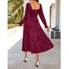 image:imageZESICA Womens Velvet Long Sleeve Cocktail Party Midi DressesBurgundy