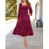 image:imageZESICA Womens Velvet Long Sleeve Cocktail Party Midi DressesBurgundy