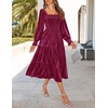 image:imageZESICA Womens Velvet Long Sleeve Cocktail Party Midi DressesBurgundy