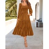 image:imageZESICA Womens Velvet Long Sleeve Cocktail Party Midi DressesCaramel